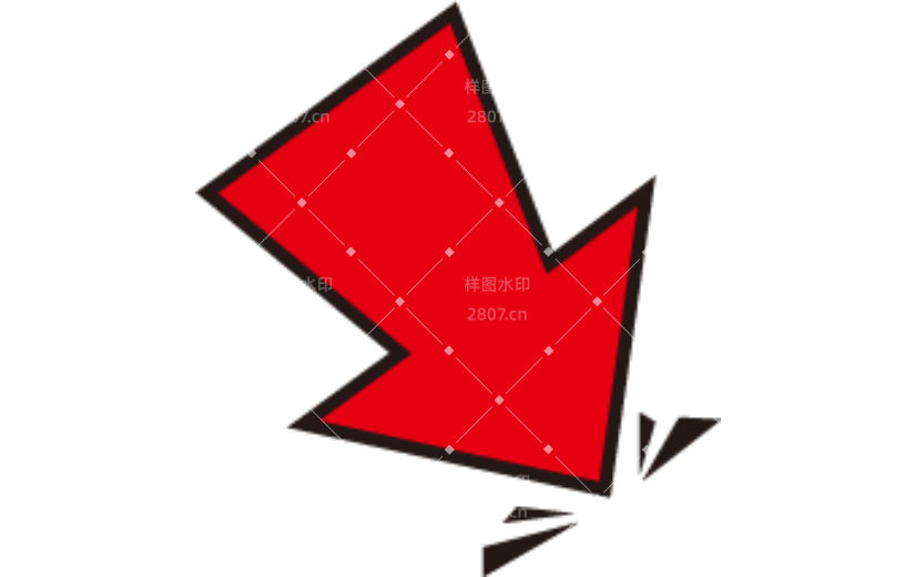 红色向右下箭头