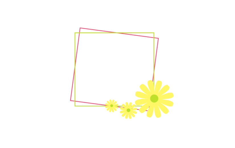 元素小黄菊花样线条边框
