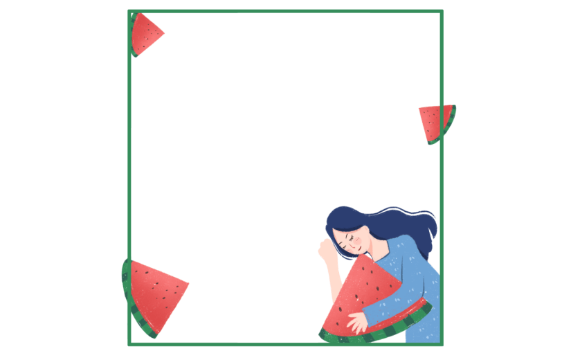 素材吃西瓜夏天边框