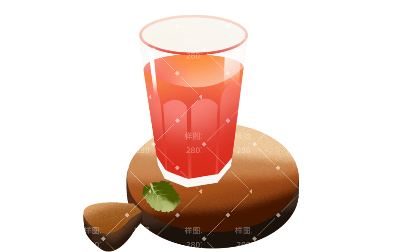 元素手绘处暑西瓜汁红色插画素材