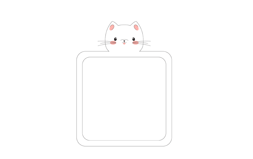 线条 简约 可爱 动物 猫 二维码 边框