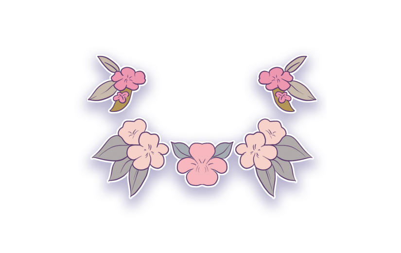 元素卡通风贴画风女生节花插画元素