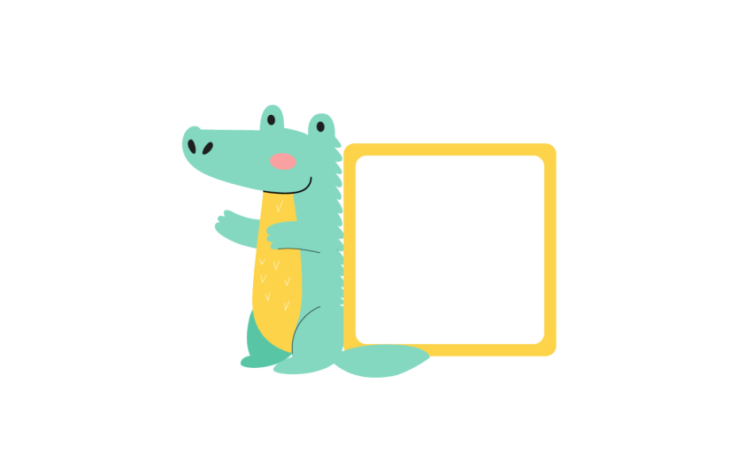 扁平 卡通 简约 可爱 动物 鳄鱼 二维码 边框