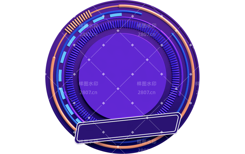 元素C4D立体紫色简约圆形标题框