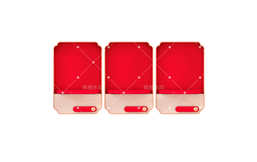 元素C4D立体红色简约产品展示框2010131