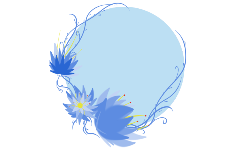 元素卡通蓝色昙花边框
