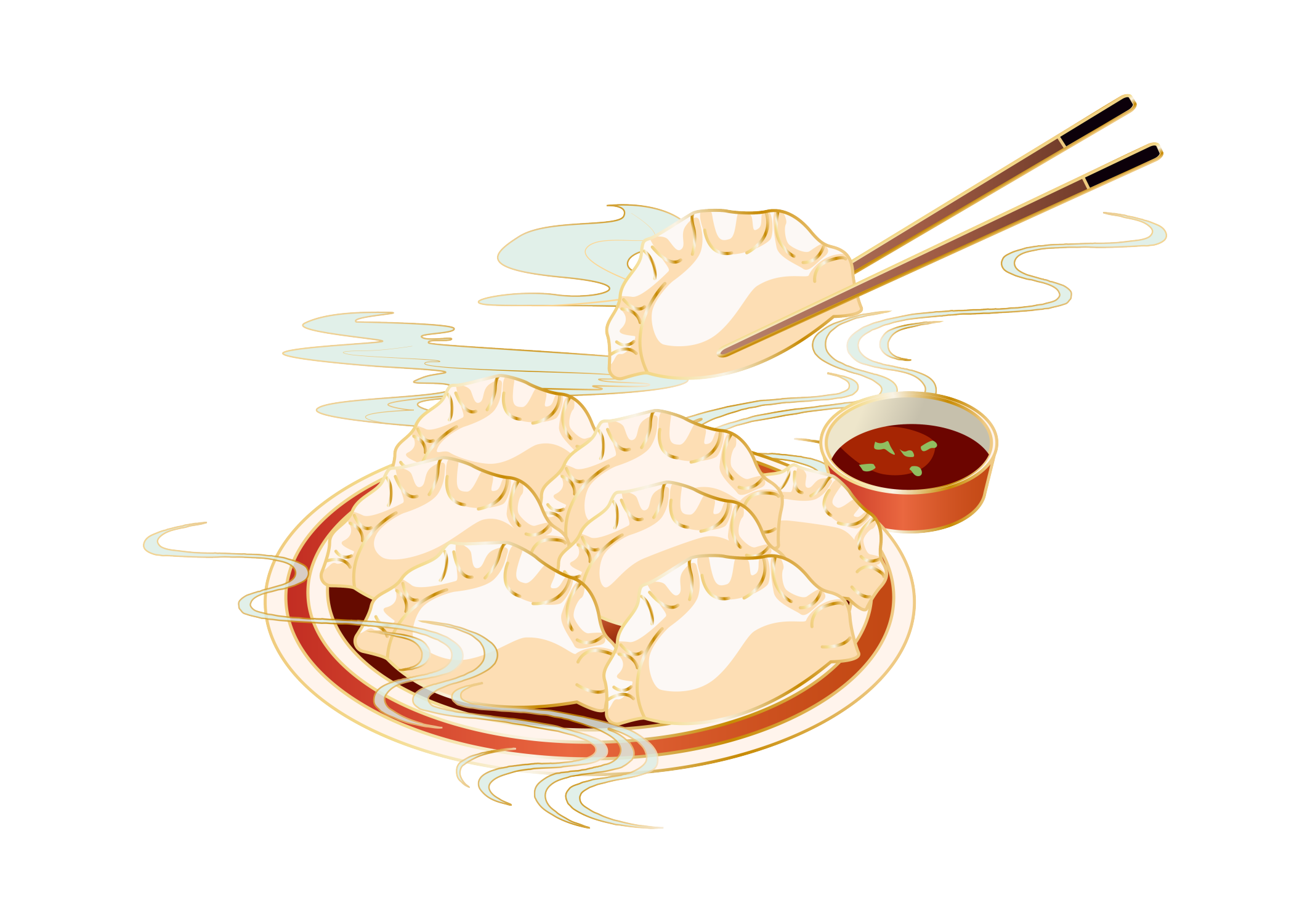 国潮鎏金饺子元素