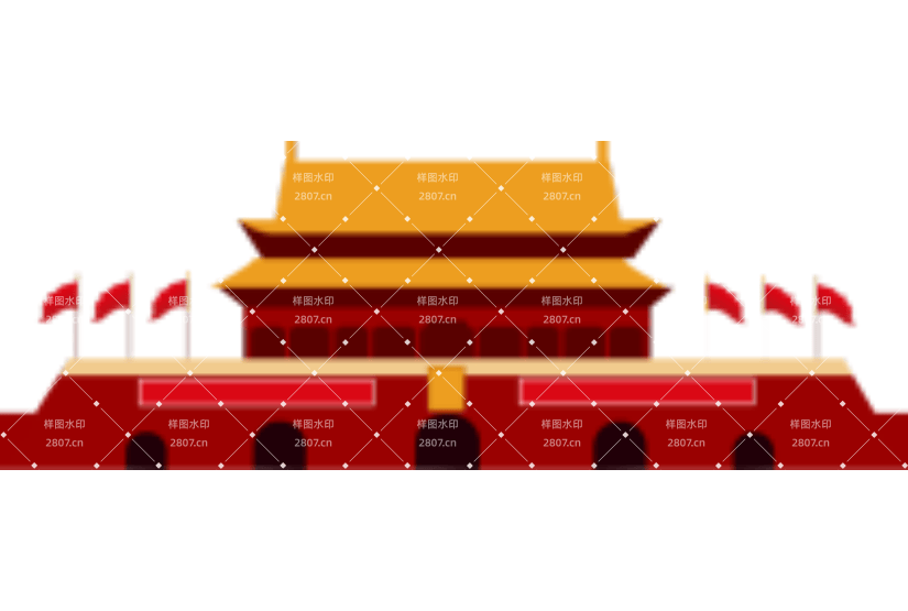 矢量国庆节建筑天安门建党节手绘元素