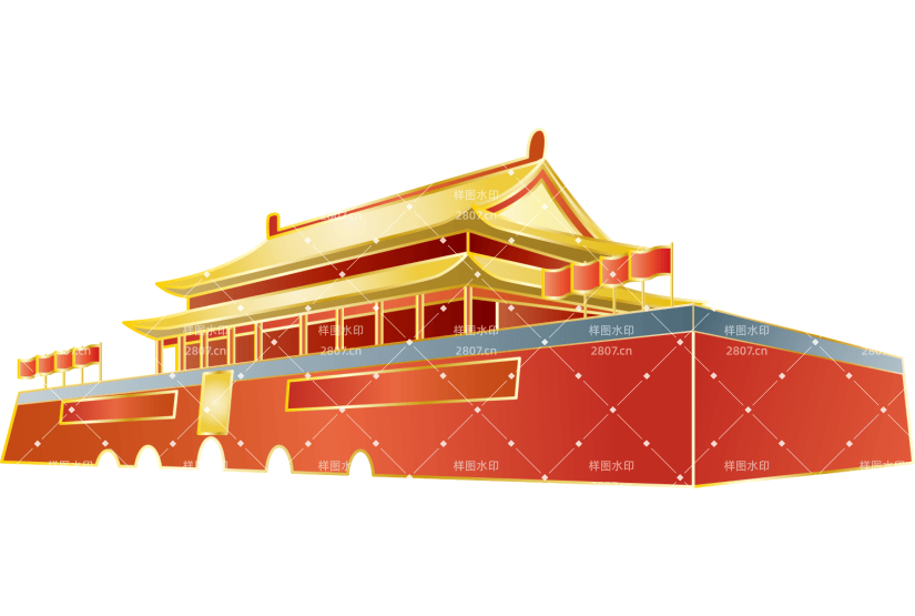 国庆节鎏金矢量元素