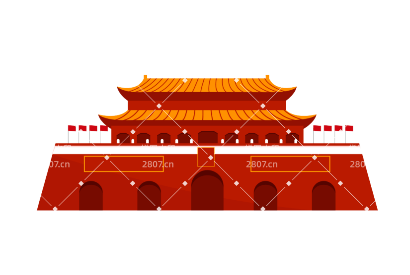 红色矢量天安门元素