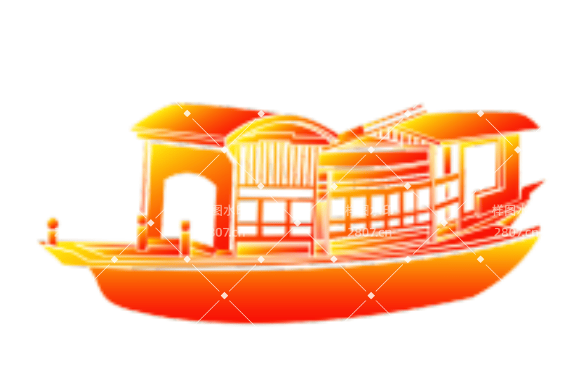 矢量手绘党建红船元素