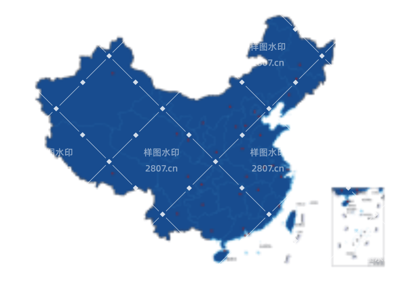 蓝色中国国家行政地图矢量元素