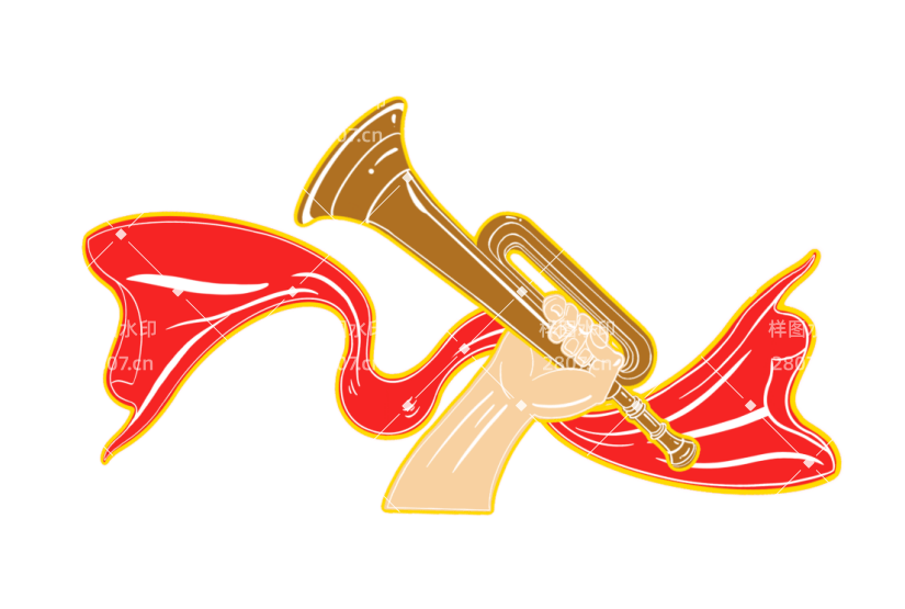 建党节手拿号角冲锋号元素