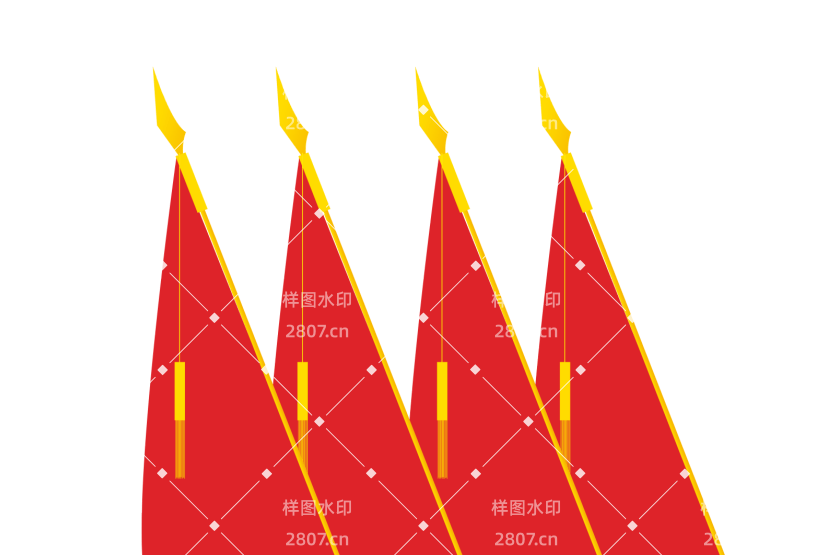 红色革命红旗垂挂元素