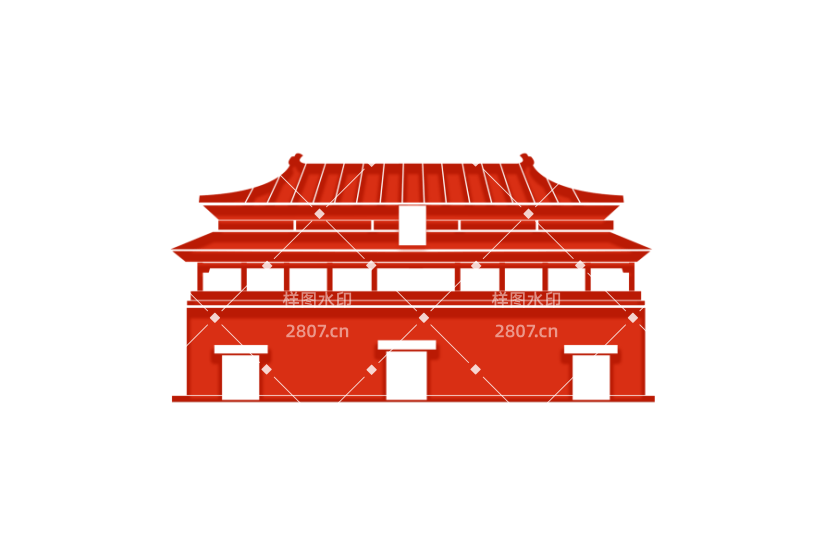 半立体党政党建红色故宫建筑