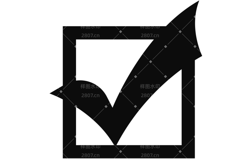 图标系列-通用-黑色笔锋对号+方框贴纸