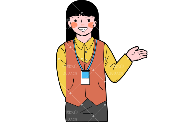 手绘漫画风人物插画贴纸-导游