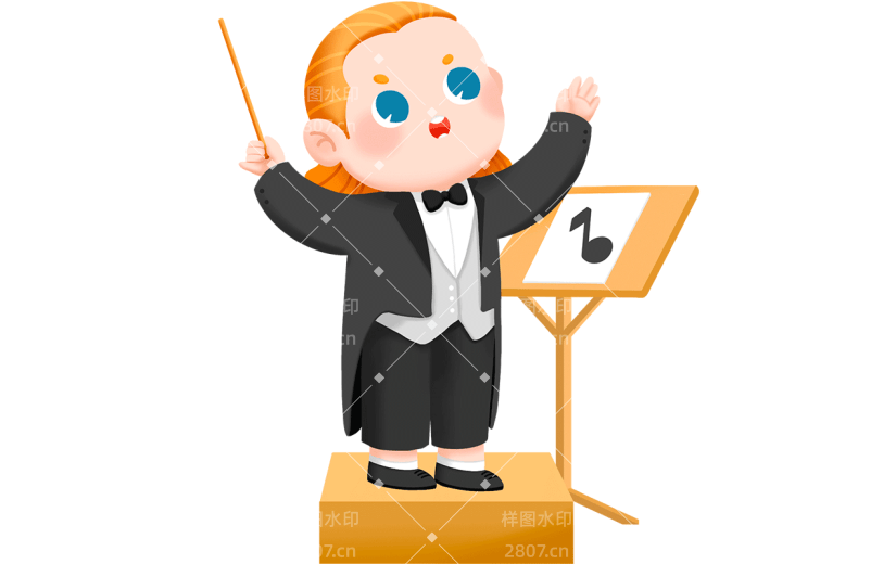 可爱卡通幼儿职业人物插画-指挥家