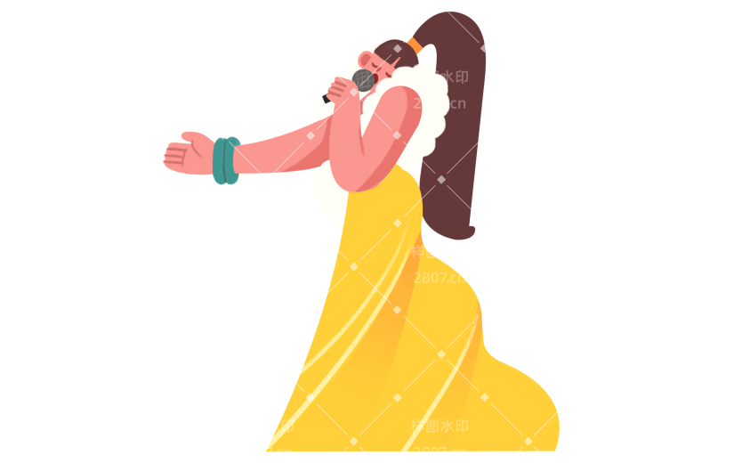 高质量人物插画-歌手