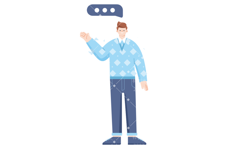 扁平风-商业办公贴纸-男生