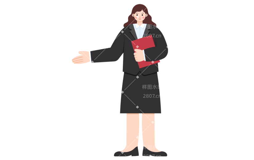 扁平风-人物插画贴纸-女性
