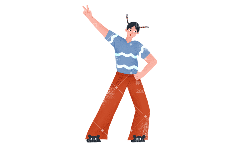 手绘-舞蹈元素人物插画贴纸3