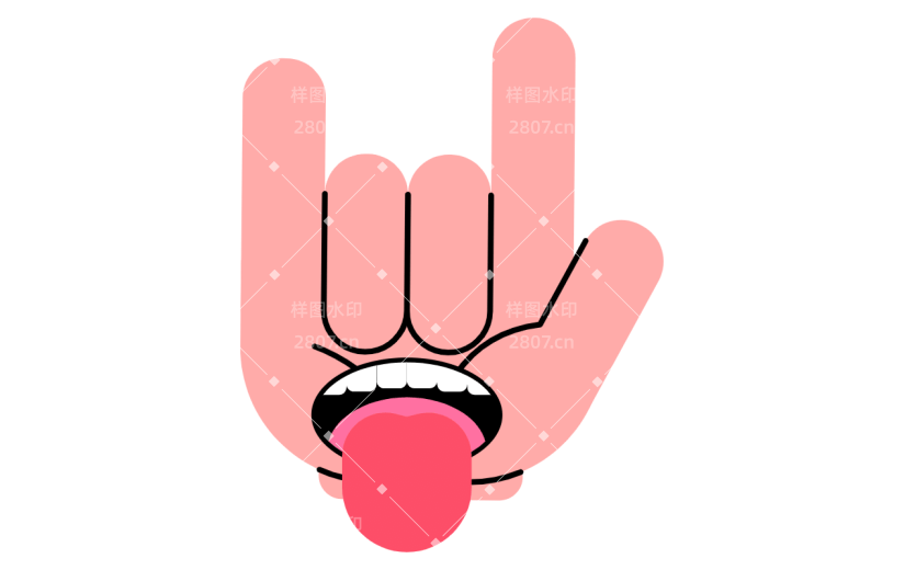 扁平卡通手势表情贴纸-SVG-摇滚
