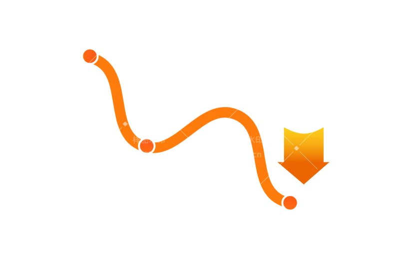 手绘-扁平箭头价格曲线贴纸