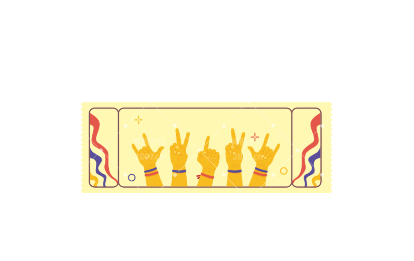 扁平-演唱会门票票据元素贴纸6