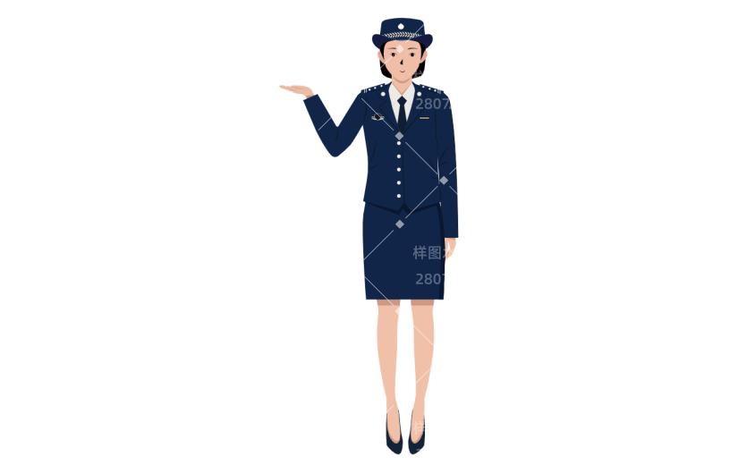 手绘卡通女警察元素
