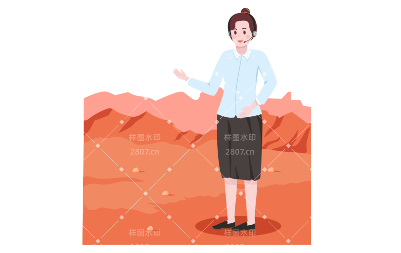 手绘女孩人物角色导游元素3