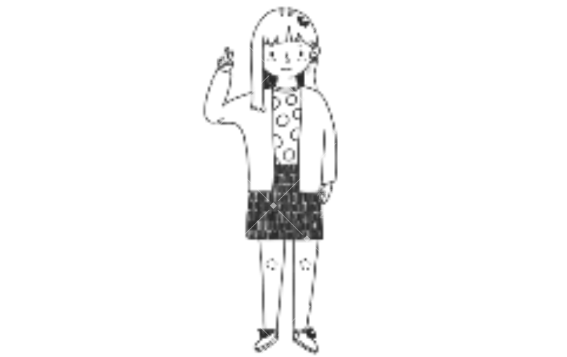 女孩人物线稿清新手绘动态贴纸