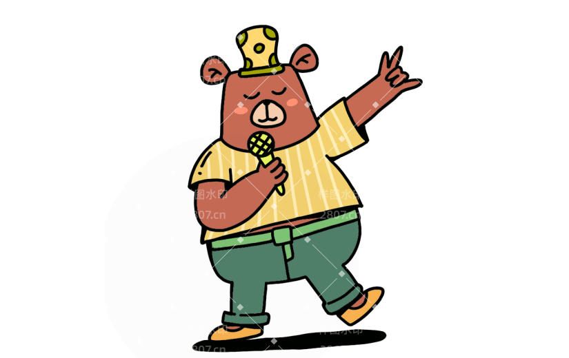 卡通动物人元素插画