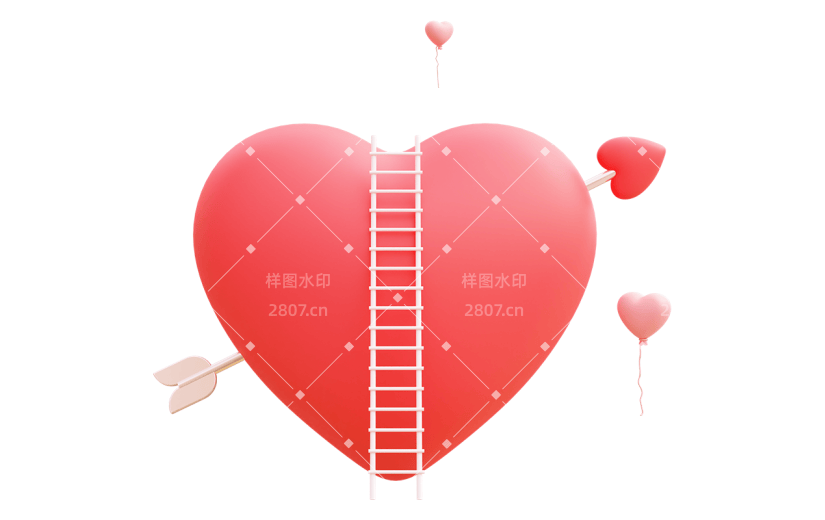 情人节浪漫感软3D风爱心装饰元素素材