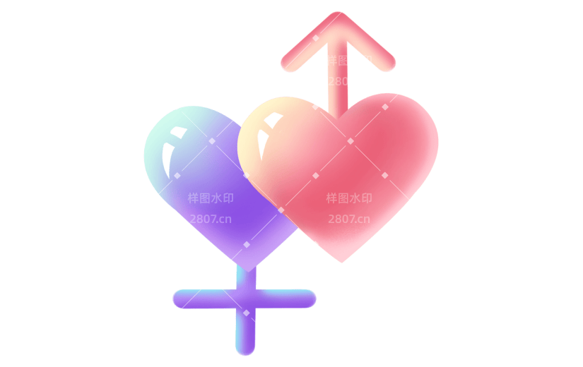 潮酷卡通风情人节元素贴纸-男女
