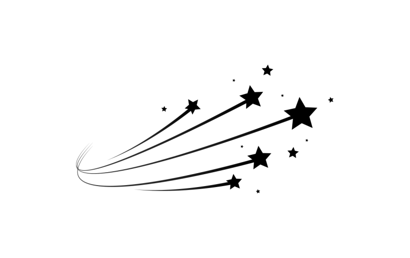 常规通用渐变黑色星星线条贴纸元素素材