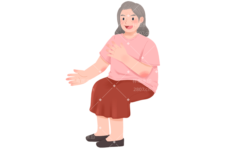 手绘-老人元素人物插画贴纸-女人2