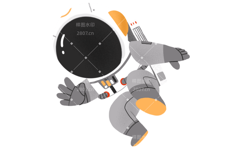 手绘-天文元素人物贴纸-着陆