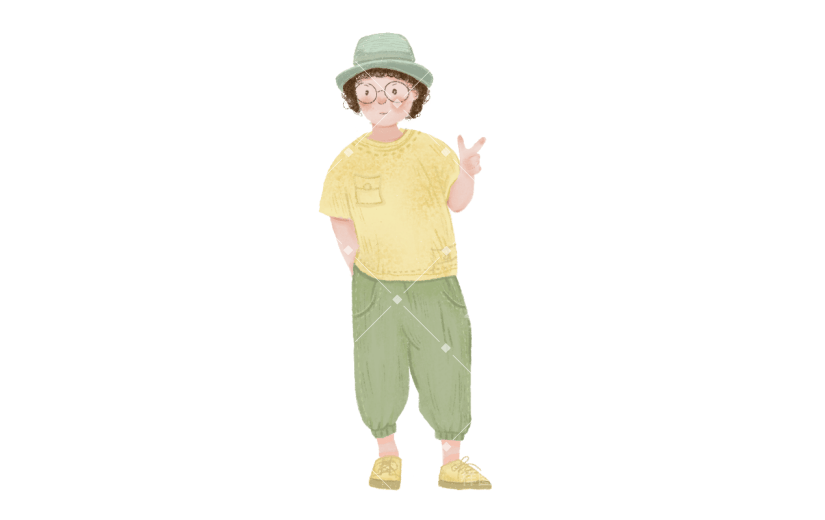 手绘-人物穿搭人物插画贴纸5
