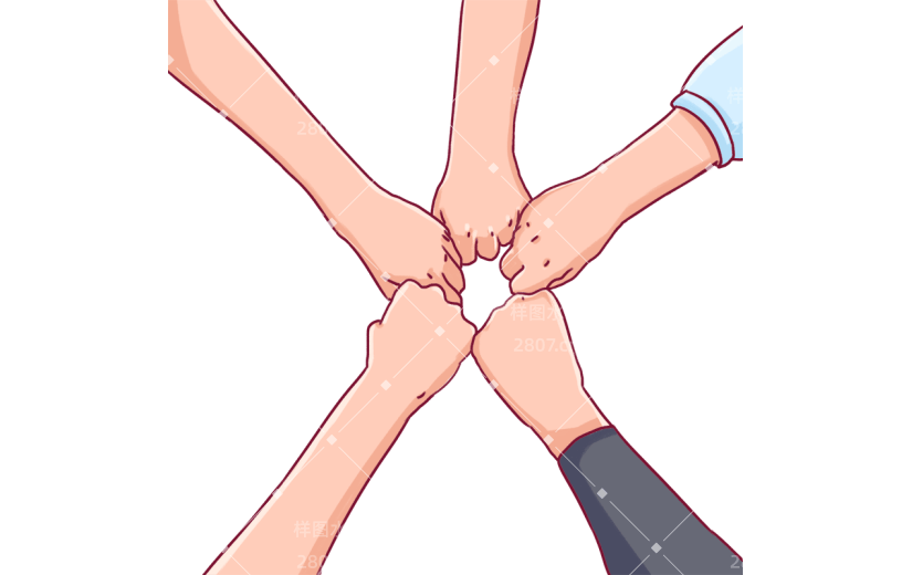 卡通团队团结手势元素
