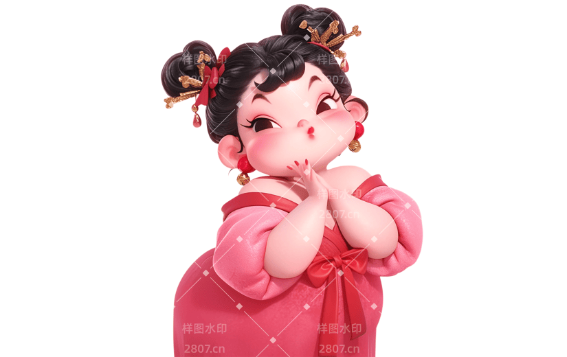 蛇年春节3D可爱感拟人蛇金蛇女孩元素