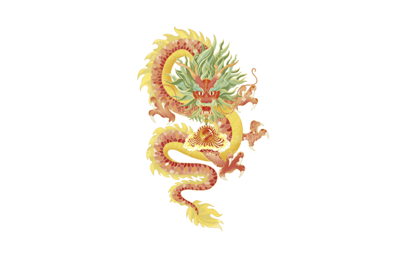 春节新年新春龙年2024中国风中式黄色龙动物元素素材