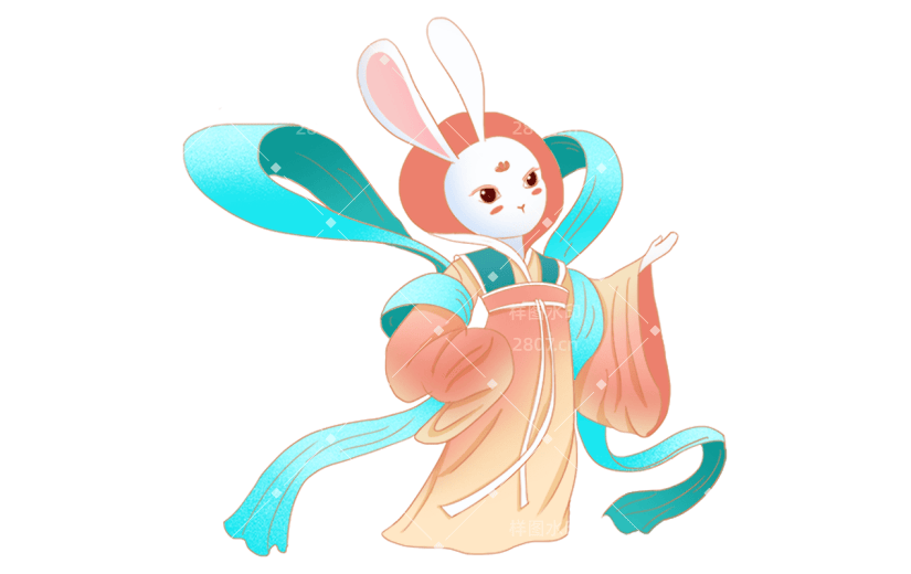 兔子古装中国风中秋节元素贴纸   