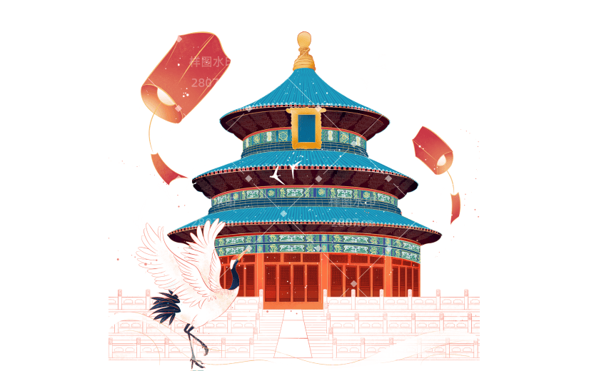 中国风建筑贴纸-祈年殿