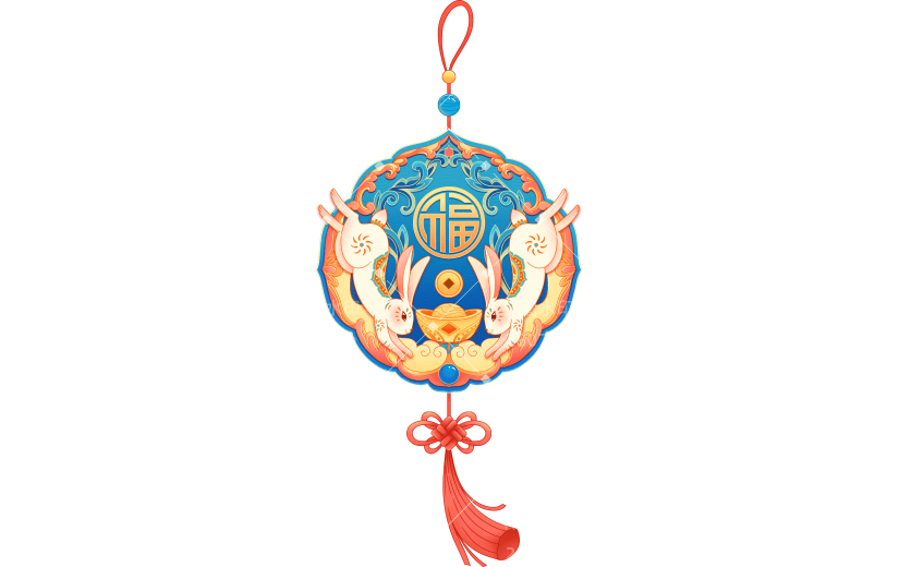 国潮风-兔年春节挂饰组合贴纸5