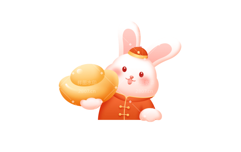 中国风春节兔子元素贴纸