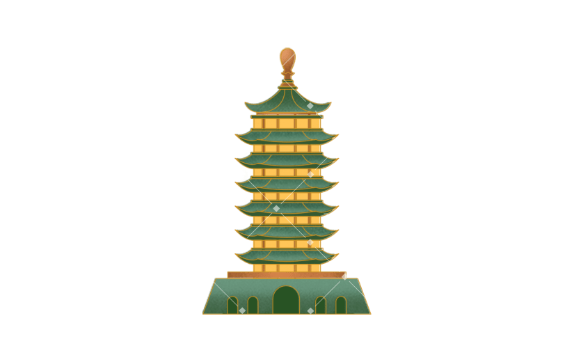 卡通感端午节塔元素贴纸