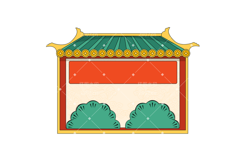 卡通感春节房子元素贴纸