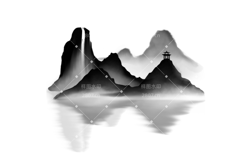 手绘-水墨中国风山水画场景2