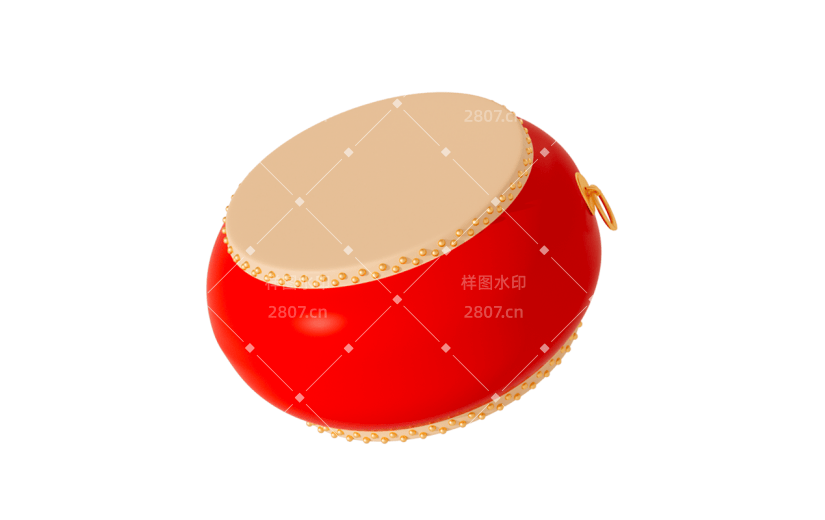 3D春节鼓元素贴纸